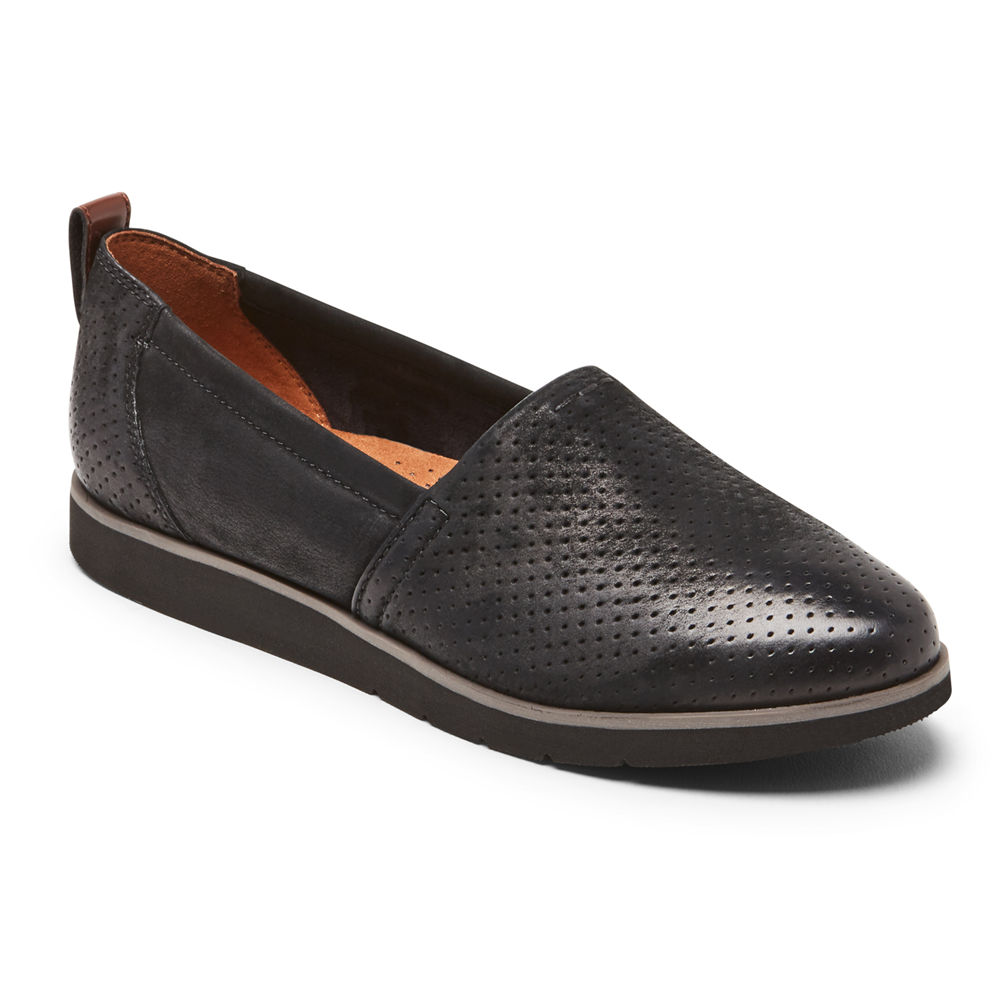 Rockport Womens Slip-On Black - Cobb Hill Laci - UK 356-GAHIPK